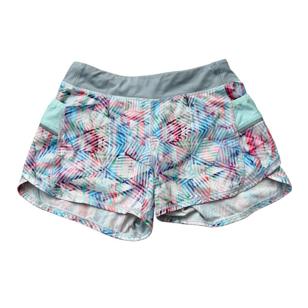Athleta Shorts Girls 12 Multicolor Geometric Lined Running Workout Reflective